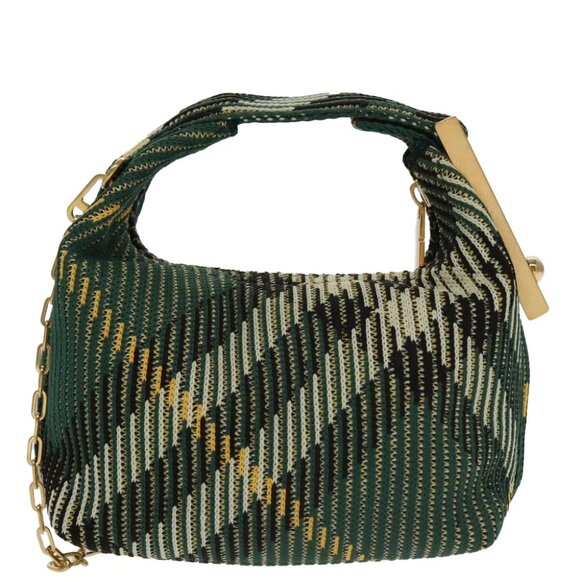 BURBERRY Mini Peg Duffle Bag Chain Hand Bag Green Auth 98935SV - Picture 3 of 15